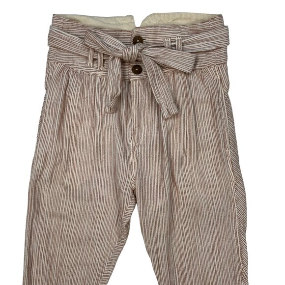 Free People Rumors Yarn Dye Harem Pants 0 Striped Cropped Belted High Waist - Picture 7 of 12